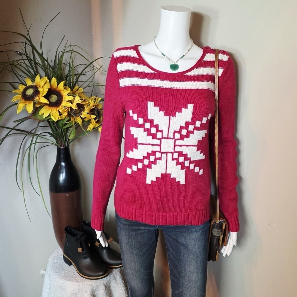 Roxy Red Christmas Snowflake Sweater